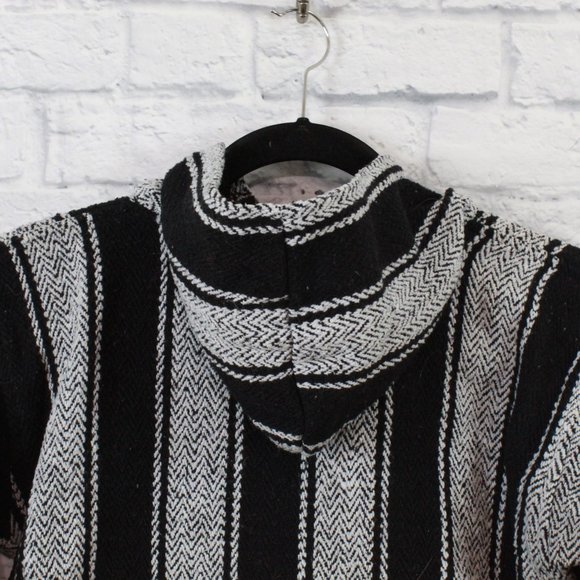 Mexican Blues Blue Baja Kangaroo Pocket Hooded Rug Style Sweater Size S - Picture 5 of 9